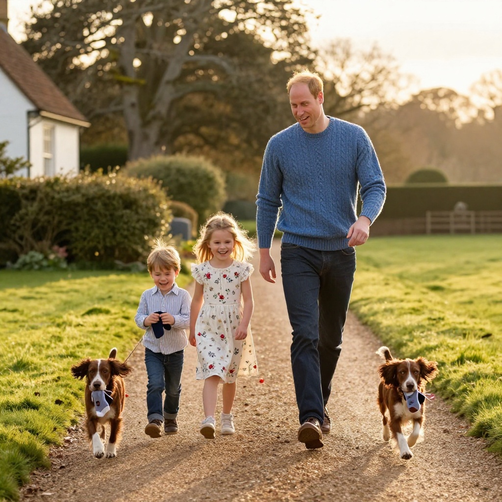 Prince William parenting with Prince George, Princess Charlotte, Prince Louis and playful dogs at Adelaide Cottage in Windsor