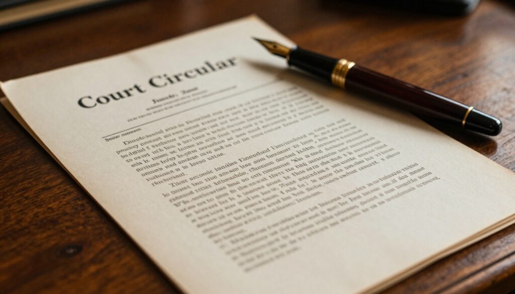 Court Circular Mistake showing royal officials reviewing official Buckingham Palace documents in administrative office
