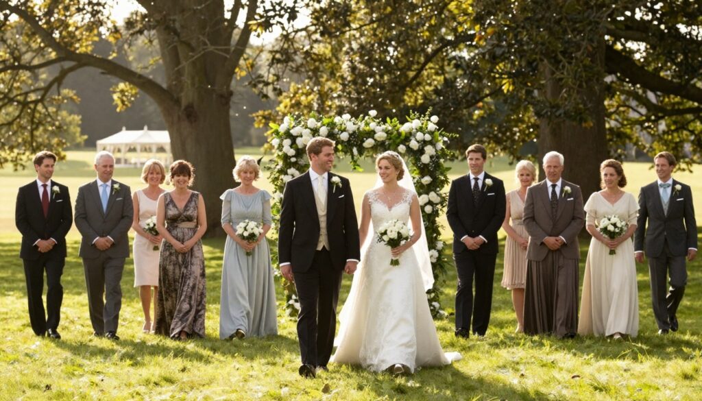 Peter Phillips and Harriet Sperling celebrating their Cotswolds wedding ceremony