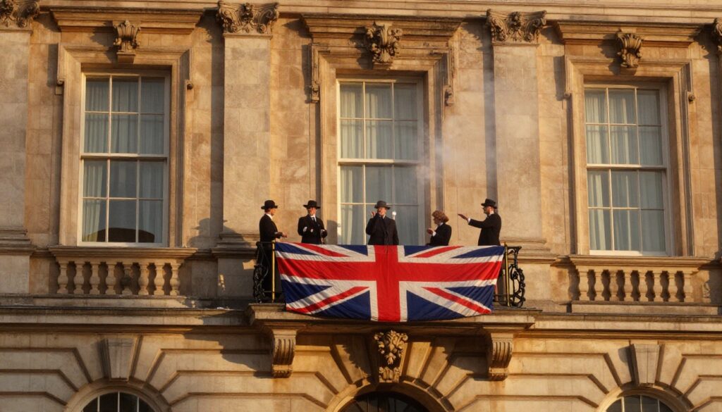 Crowds and Anti-Monarchy Protesters at the Parade near Buckingham Palace during a royal procession