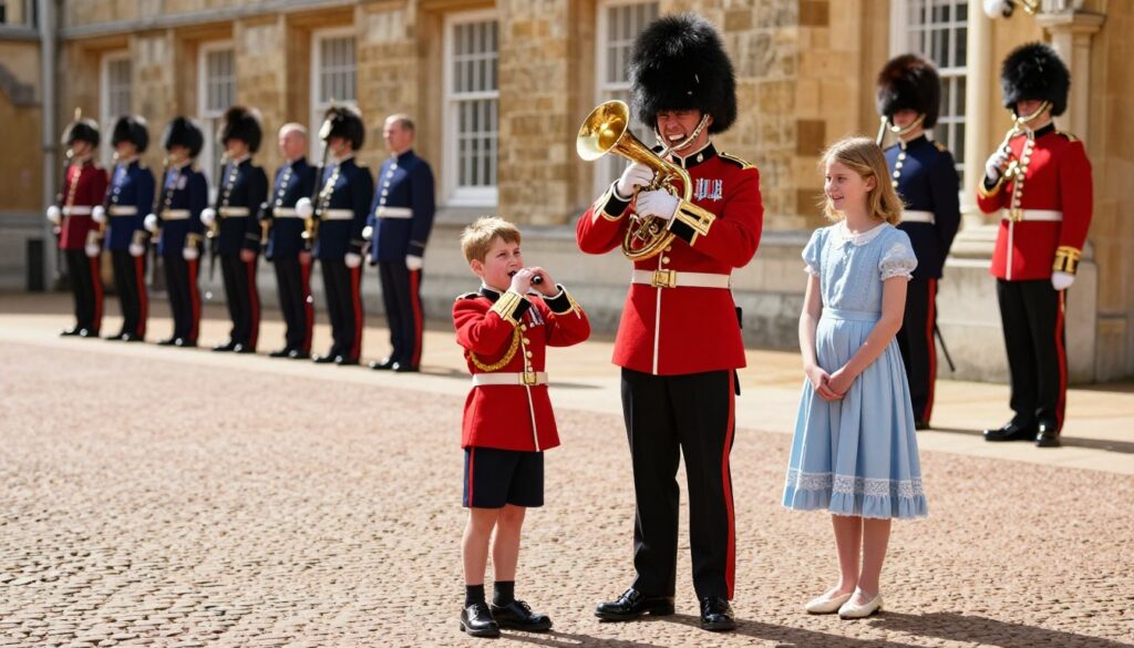 Wales Family Social Media Update capturing Prince Louis playful moment with British guards during royal event
