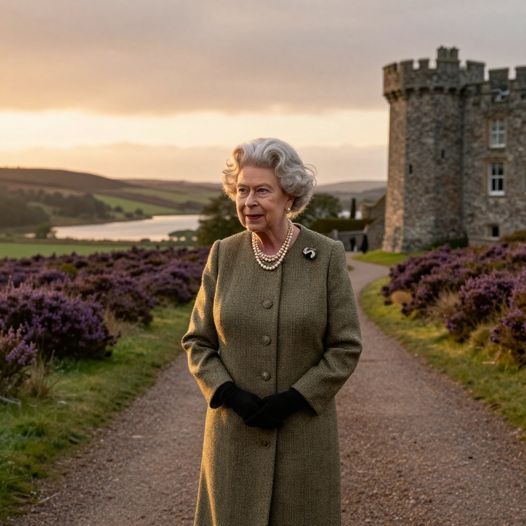 Queen Elizabeth II at Balmoral Castle in the Scottish Highlands