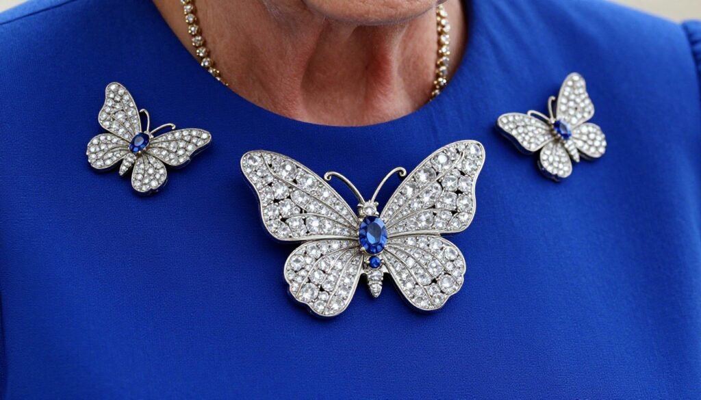 Queen Camilla poses for her latest birthday portrait wearing an elegant blue dress outdoors.