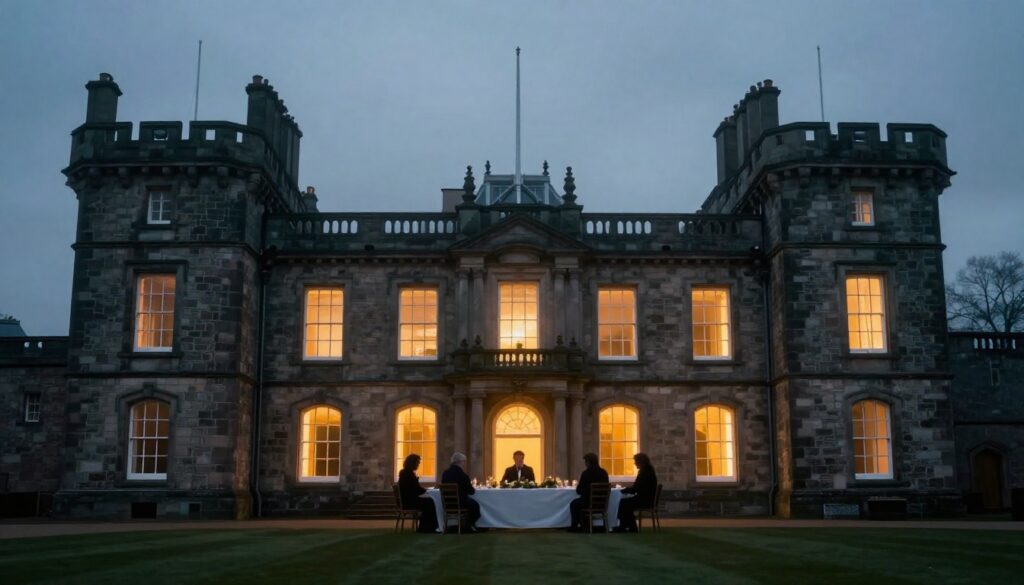 king charles dinner scotland private royal family meeting inside holyroodhouse dining room with senior royals seated at table