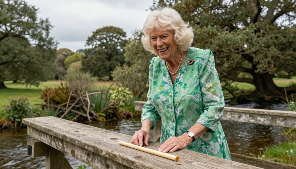 Queen Camilla Poohsticks event in Ashdown Forest celebrating 100 years of Winnie-the-Pooh