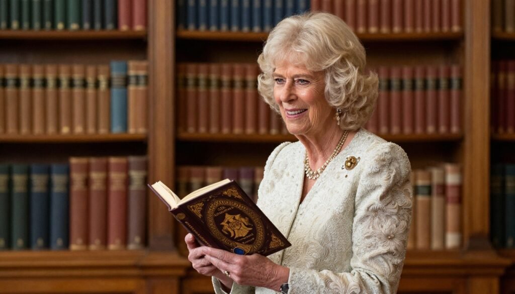 Queen Camilla smiles in her official birthday portrait released to mark her birthday.